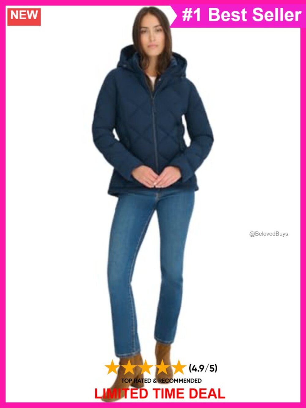 Zip-Up Lightweight Quilted Hooded Jacket Long Sleeve